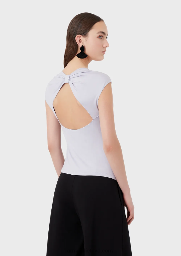 moterys lilla Armani Viskozės trikotažo viršus su per dideliu lankeliu 02482X356