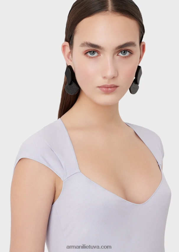 moterys lilla Armani Viskozės trikotažo viršus su per dideliu lankeliu 02482X356