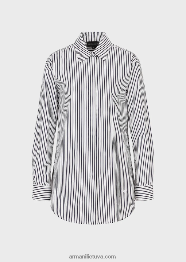 moterys modelis Armani didelio dydžio poplino marškinėliai su anga 02482X368