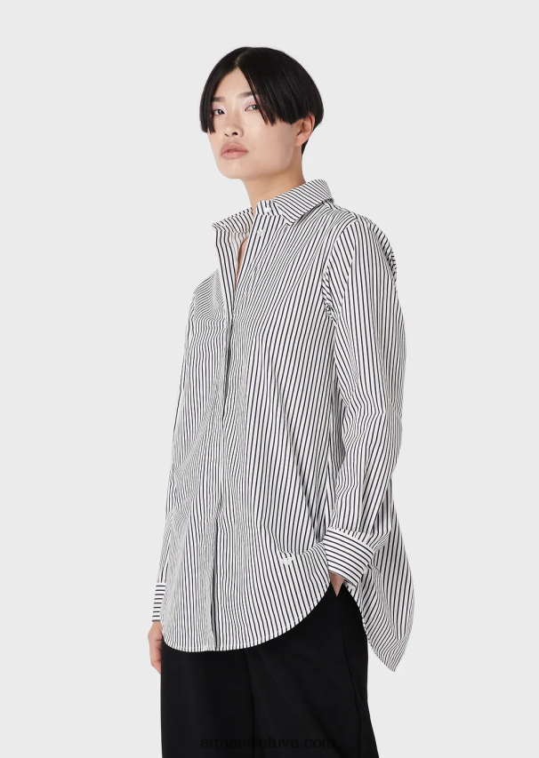 moterys modelis Armani didelio dydžio poplino marškinėliai su anga 02482X368