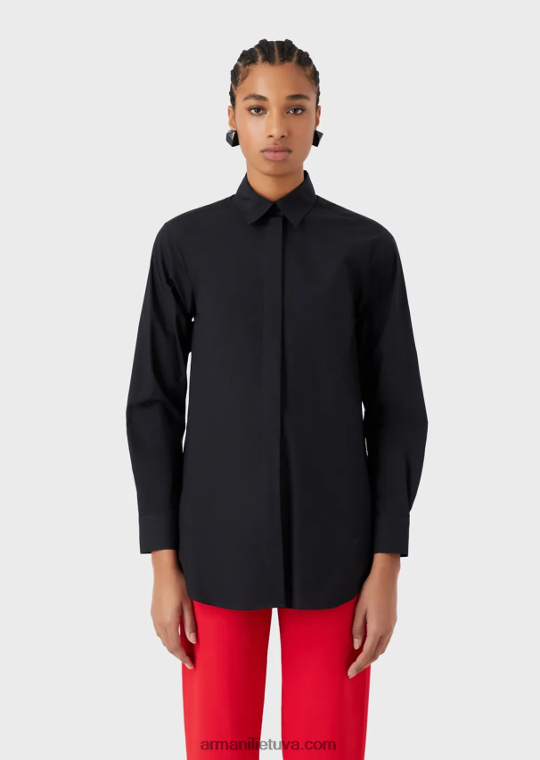 moterys tamsiai mėlyna Armani didelio dydžio poplino marškinėliai su anga 02482X366