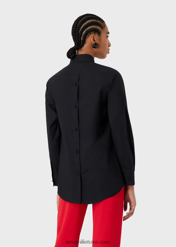 moterys tamsiai mėlyna Armani didelio dydžio poplino marškinėliai su anga 02482X366