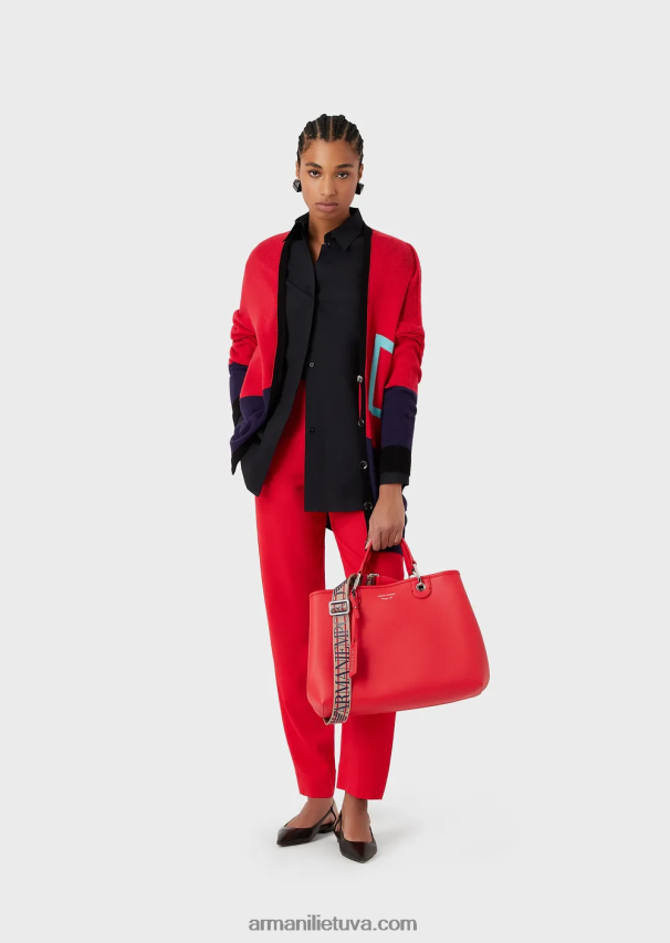 moterys tamsiai mėlyna Armani didelio dydžio poplino marškinėliai su anga 02482X366