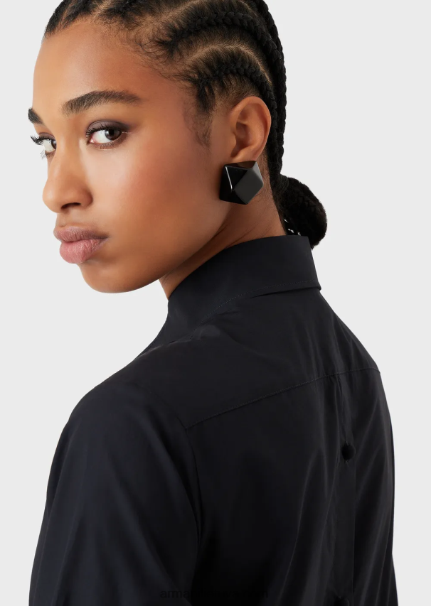 moterys tamsiai mėlyna Armani didelio dydžio poplino marškinėliai su anga 02482X366