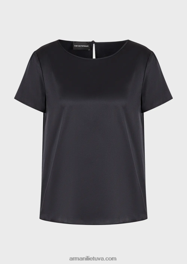 moterys tamsiai mėlyna Armani šilkinė satino palaidinė 02482X377