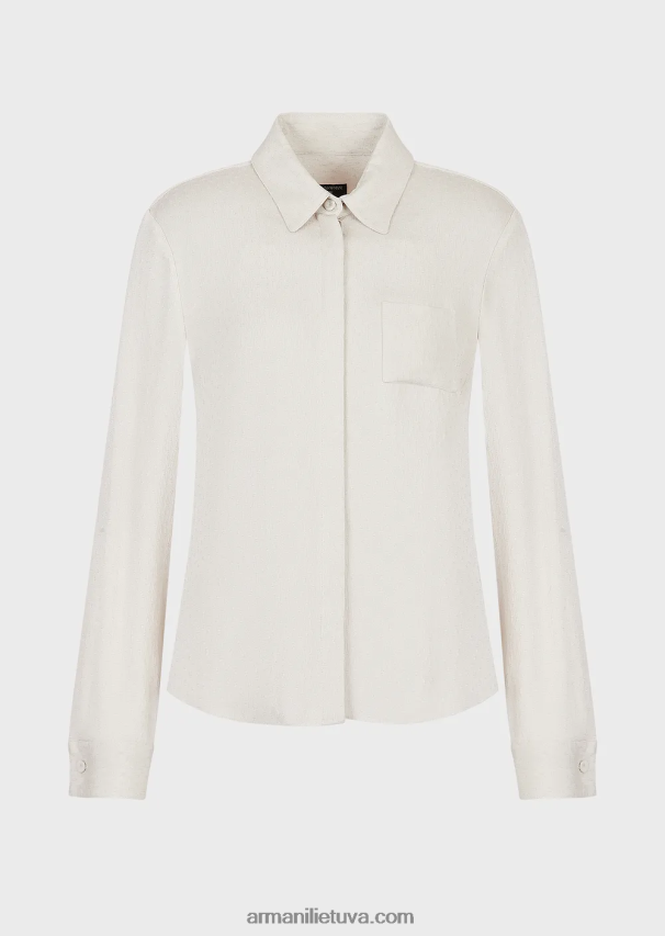 moterys šviesiai pilka Armani froisse žakardo vario mišinio marškiniai 02482X373