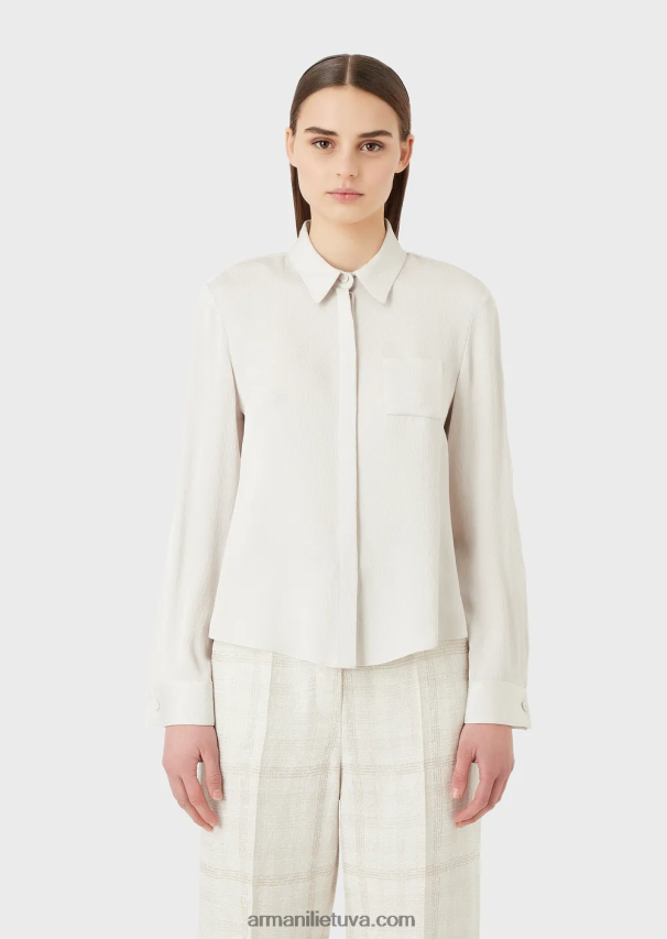 moterys šviesiai pilka Armani froisse žakardo vario mišinio marškiniai 02482X373