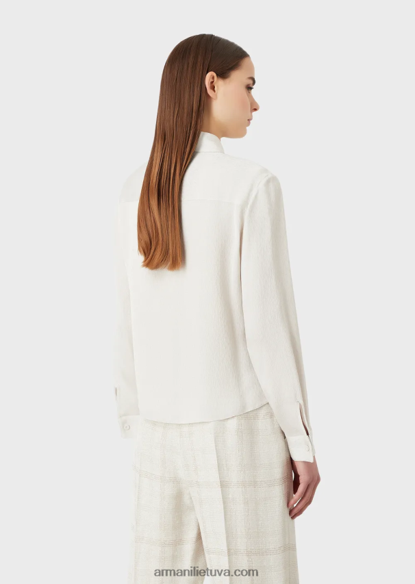 moterys šviesiai pilka Armani froisse žakardo vario mišinio marškiniai 02482X373