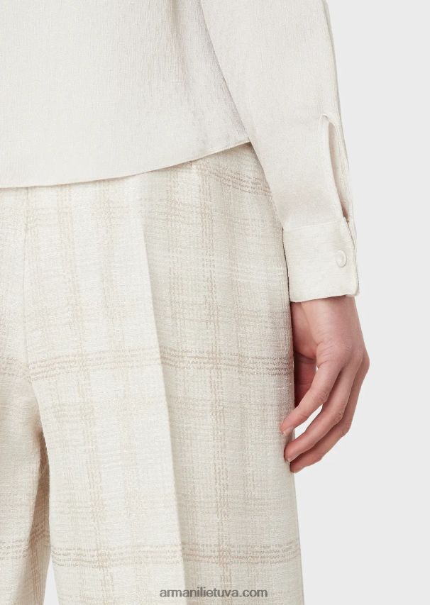 moterys šviesiai pilka Armani froisse žakardo vario mišinio marškiniai 02482X373