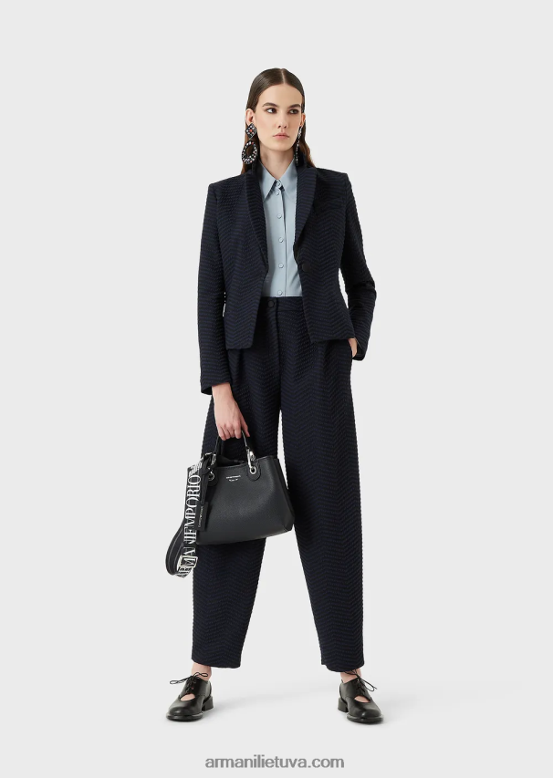 moterys žydros spalvos Armani gryno šilko krepinio dešinio marškiniai 02482X374