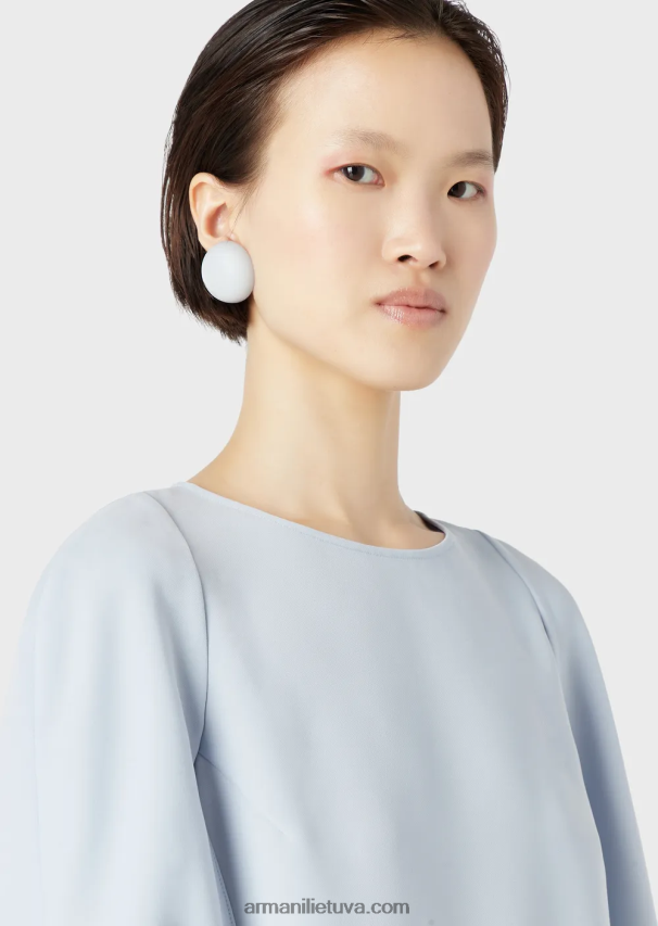 moterys žydros spalvos Armani palaidinė su pelerinomis rankovėmis iš techninių drabužių 02482X385