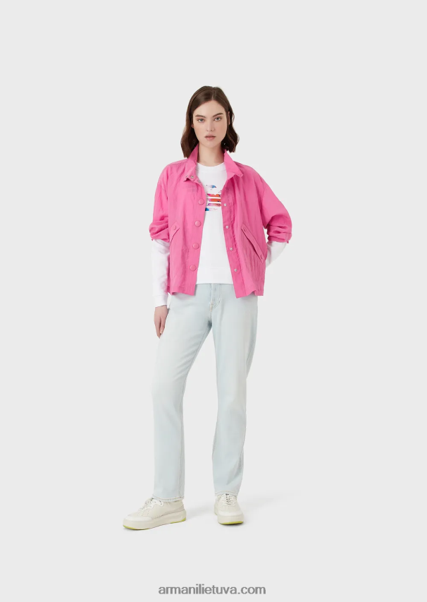 moterys baltas Armani Ekologiški prancūziško kilpinio audinio megztiniai su didžiuliu erelio raštu 02482X418