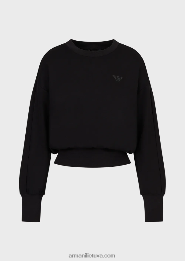 moterys juodas Armani Kelionių reikmenų megztinis iš dvigubo trikotažo 02482X405