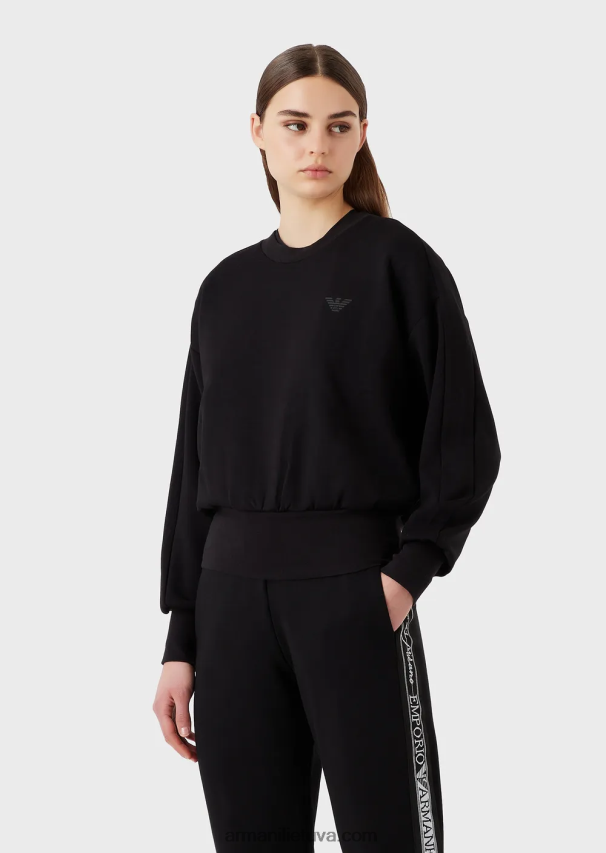 moterys juodas Armani Kelionių reikmenų megztinis iš dvigubo trikotažo 02482X405