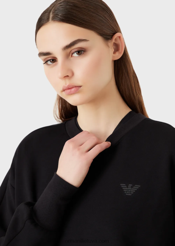 moterys juodas Armani Kelionių reikmenų megztinis iš dvigubo trikotažo 02482X405