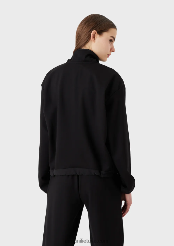 moterys juodas Armani Megztinis su iškirpte iš elastingos viskozės su nailono detalėmis ir raišteliu 02482X422