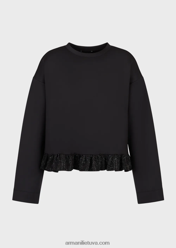 moterys juodas Armani akvalanginio audinio megztiniai su kalnų krištolinio audinio kloste 02482X396