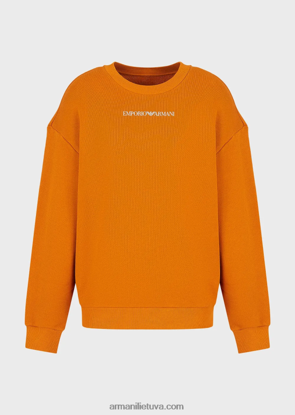 moterys oranžinė Armani tvarios kolekcijos minkštas ekologiškos medvilnės megztinis su negabaritiniu raštu 02482X425