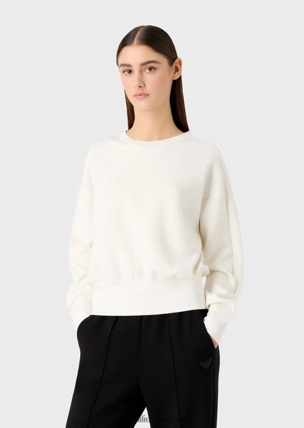 moterys pieno baltumo Armani Kelionių reikmenų megztinis iš dvigubo trikotažo 02482X404