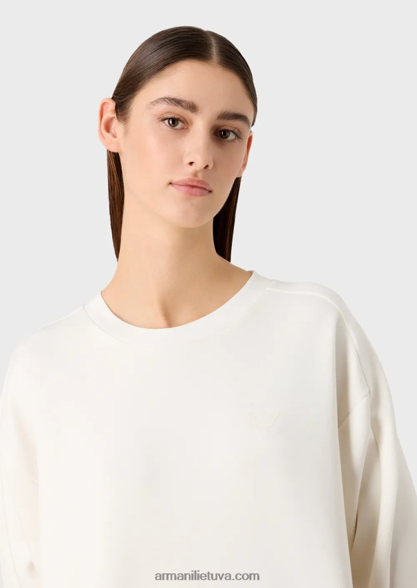 moterys pieno baltumo Armani Kelionių reikmenų megztinis iš dvigubo trikotažo 02482X404