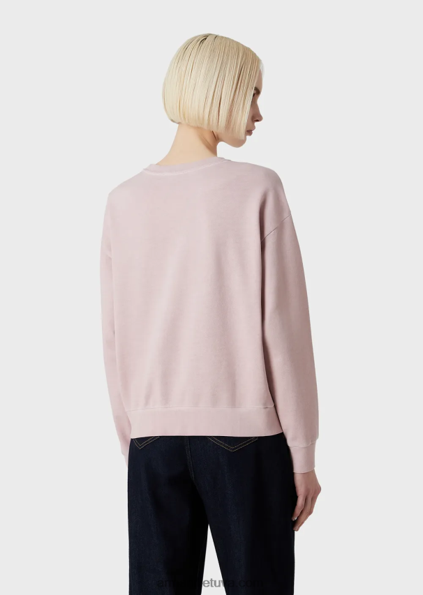 moterys rožinis Armani tie-dye ekologiški prancūziško kilpinio audinio megztiniai su įspaustu logotipo siuvinėjimu 02482X423