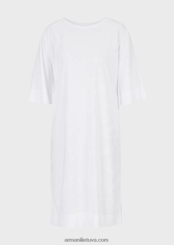 moterys baltas Armani žakardo logotipo spalvos džersio paplūdimio suknelė 02482X19