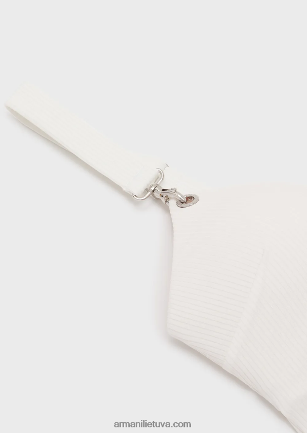 moterys baltas Armani paminkštintas briaunotas likros vientisas maudymosi kostiumėlis 02482X10