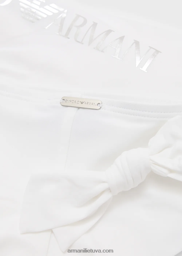 moterys baltas Armani perdirbtas nailoninis bandeau bikinis su logotipu 02482X2