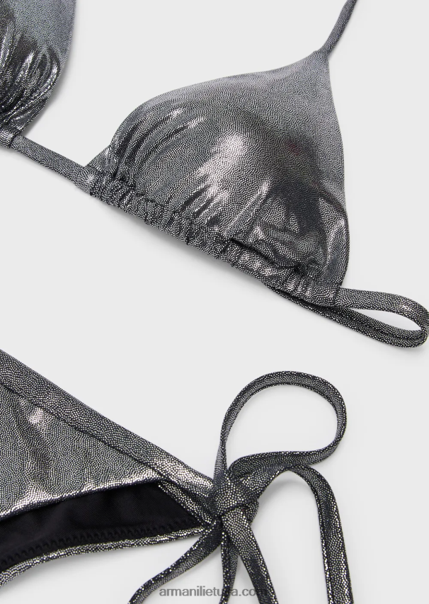 moterys juodas Armani dengtas paminkštintas likros trikampis bikinis 02482X6