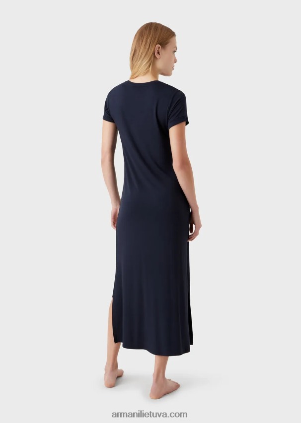 moterys tamsiai mėlyna Armani elastingos viskozės paplūdimio ilga suknelė 02482X15