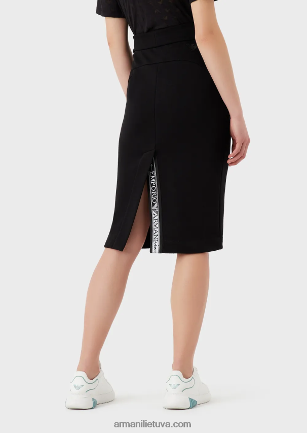 moterysArmani Prancūziškas kilpinis pieštukas midi sijonas su logotipo juostele 02482X331