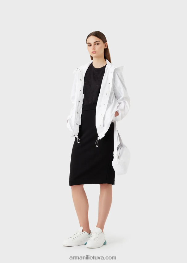 moterysArmani Prancūziškas kilpinis pieštukas midi sijonas su logotipo juostele 02482X331