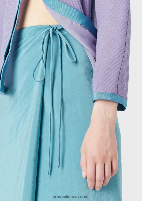 moterysArmani ilgas sarongo stiliaus sijonas iš plauto techninio šilko su marginta šifono detale 02482X342