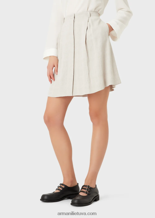 moterys balandis pilkas Armani gradiento langelio žakardo sijonas su godet klostėmis 02482X336