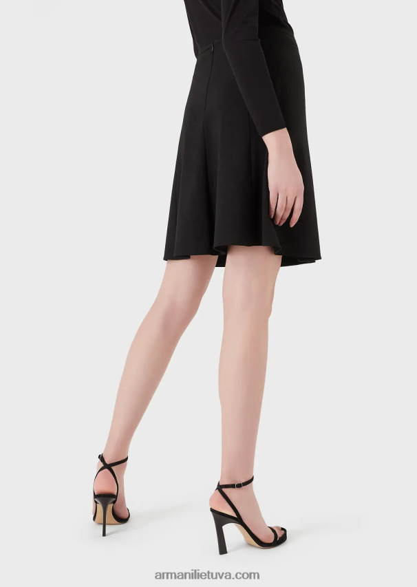 moterys juodas Armani Baratėjos vilnos platėjantis sijonas 02482X339