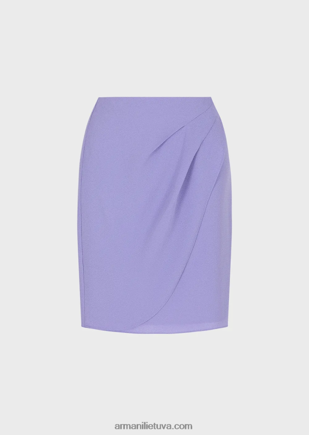 moterys lilla Armani granito audinio mini sijonas su tulpių apvadu su drapiravimu 02482X326