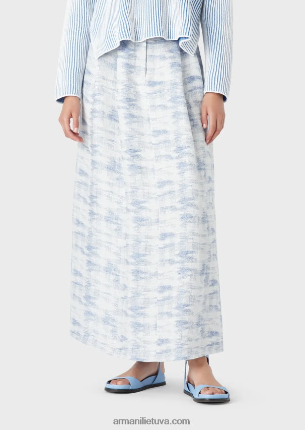 moterys modelis Armani gradiento žakardo lino mišinio ilgas sijonas 02482X330