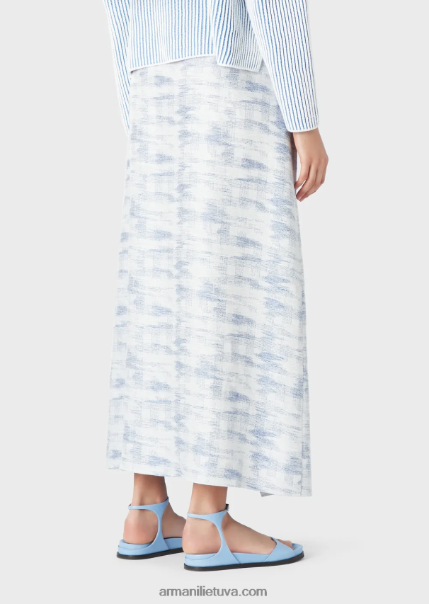 moterys modelis Armani gradiento žakardo lino mišinio ilgas sijonas 02482X330