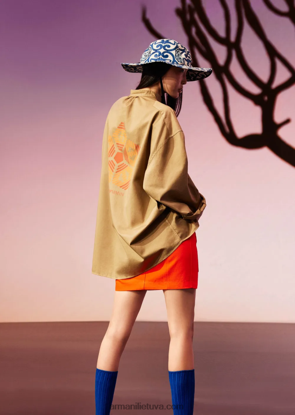 moterys oranžinė Armani tvarios kolekcijos ekologiškas jaučio sijonas 02482X337