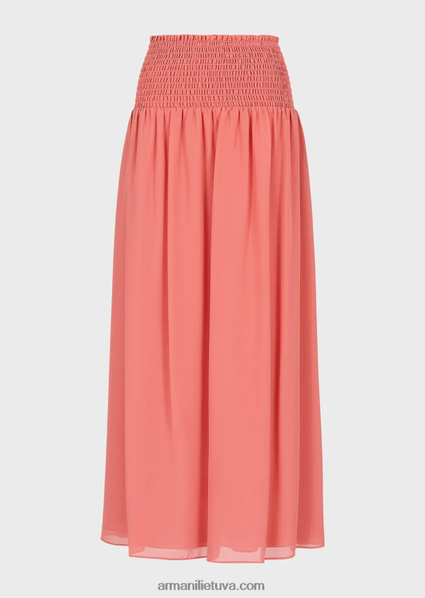 moterys rožinis Armani Kreponinis ilgas sijonas su reljefiniu tempimu 02482X329