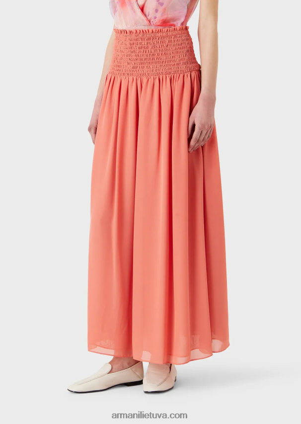 moterys rožinis Armani Kreponinis ilgas sijonas su reljefiniu tempimu 02482X329