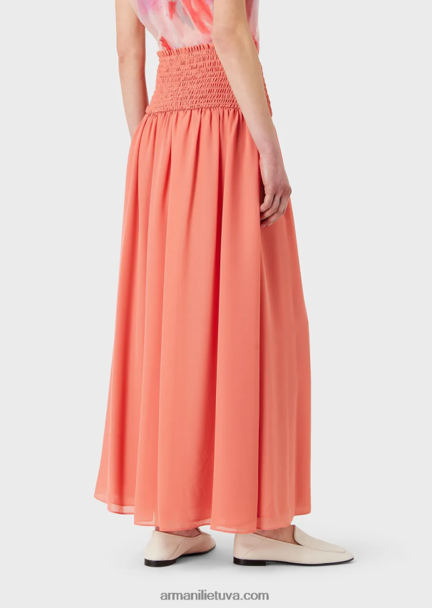 moterys rožinis Armani Kreponinis ilgas sijonas su reljefiniu tempimu 02482X329