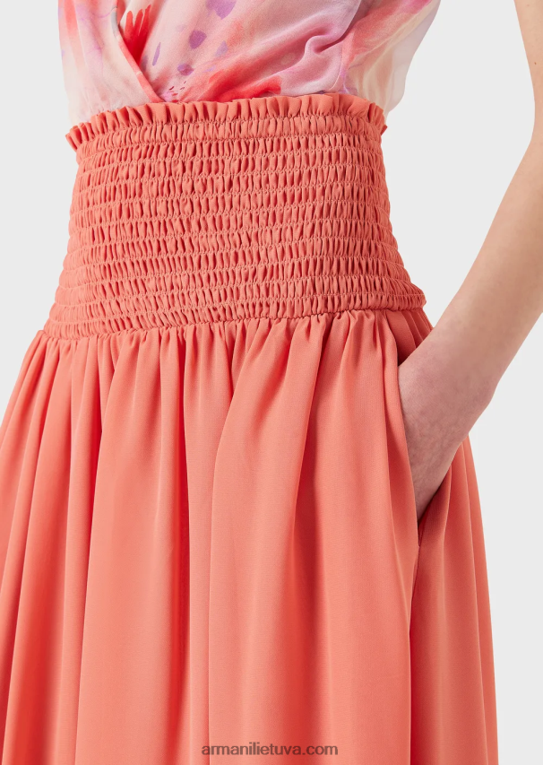 moterys rožinis Armani Kreponinis ilgas sijonas su reljefiniu tempimu 02482X329