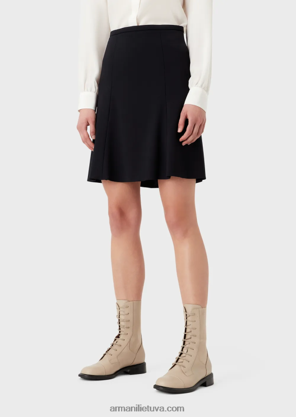 moterys tamsiai mėlyna Armani Baratėjos vilnos platėjantis sijonas 02482X338