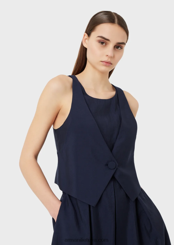 moterysArmani Dviejų dalių efektinė suknelė iš techninio muslino su godetinėmis klostėmis 02482X75