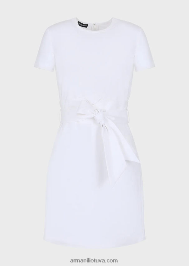 moterys baltas Armani Dviejų dalių efekto suknelė iš tamprios mados medvilnės 02482X66