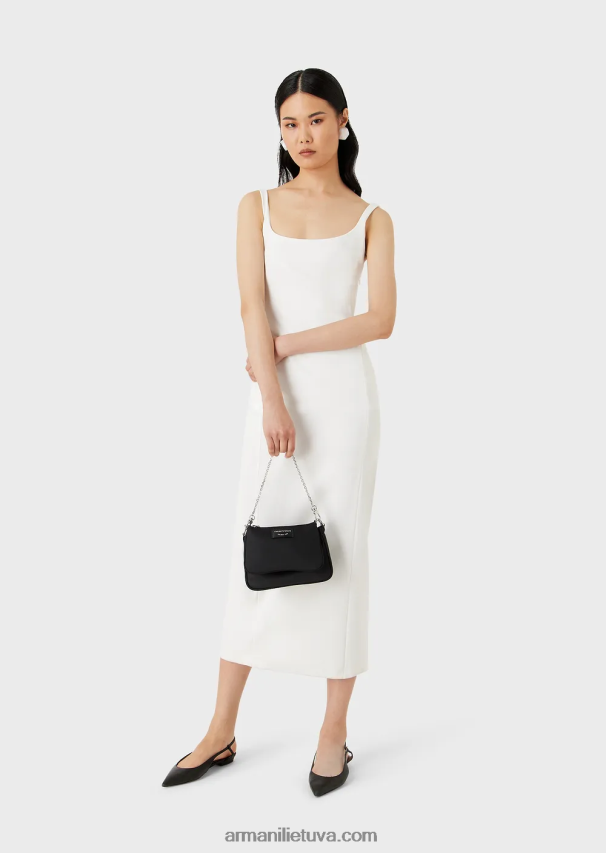moterys baltas Armani Suknelė su švelniu trikotažo apvalkalu su kryžmine nugara 02482X121