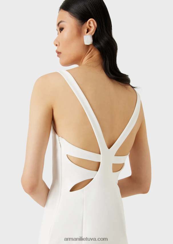 moterys baltas Armani Suknelė su švelniu trikotažo apvalkalu su kryžmine nugara 02482X121