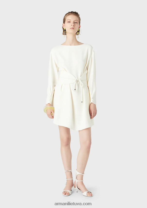 moterys baltas Armani Suknelė techniškoje tunika su varčia 02482X85