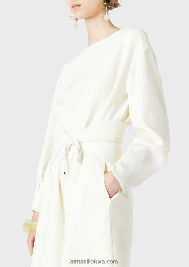 moterys baltas Armani Suknelė techniškoje tunika su varčia 02482X85